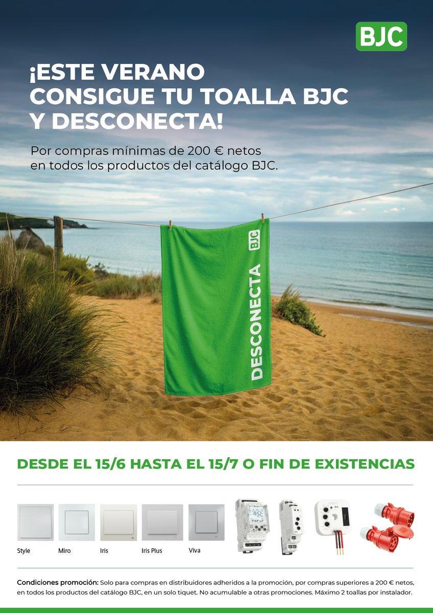 ¡ESTE VERANO CONSIGUE TU TOALLA BJC Y DESCONECTA!
ℹ️ Para más información y pedidos: oficina.cial1@comesur.es