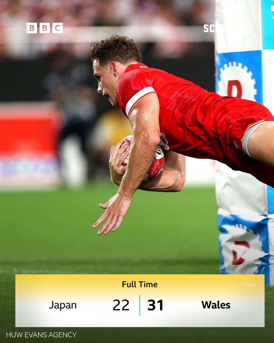 BBCScrumV's tweet photo. Wales' wait for a win is OVER! 🏴󠁧󠁢󠁷󠁬󠁳󠁿

They have beaten Japan to end a run of 18 successive defeats 🏉

#BBCRugby https://t.co/nRHoShGjgl