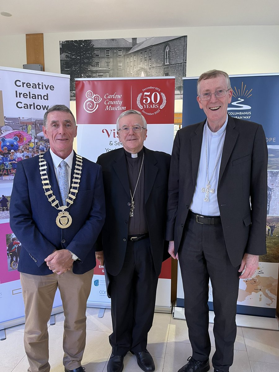 BishopDNulty's tweet image. A super first day of our XXVI Columbanus Celebrations hosted in @KANDLEi beginning with Daibhí Ó Cronin’s excellent lecture in @CarlowCountyMus on ‘Ireland and the Birth of Europe’ alongside s superb exhibition sponsored by @GovIE @CatholicNewsIRL