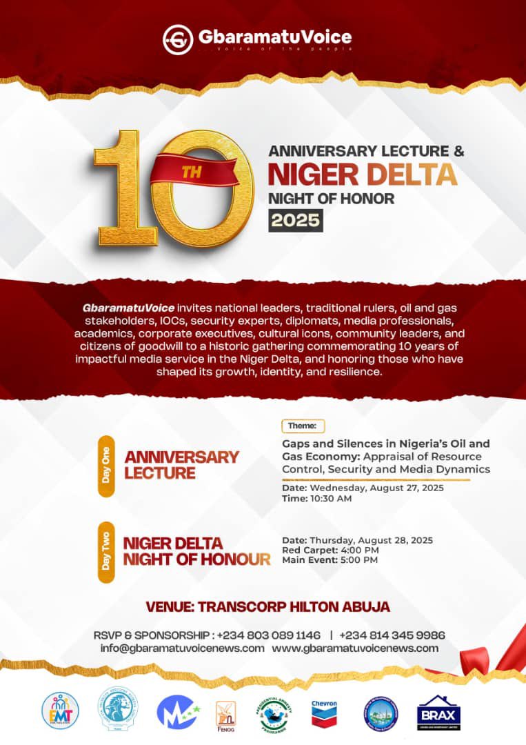 black_gem16's tweet photo. “They said the Niger Delta had no voice — we proved them wrong! 💪 10 years of fire reporting with @gbaramatuvoice. Abuja, Aug 27–28. Pull up and represent. #GbaramatuVoiceAt10 #DeltaToTheWorld” https://t.co/4KzjVvFJR7