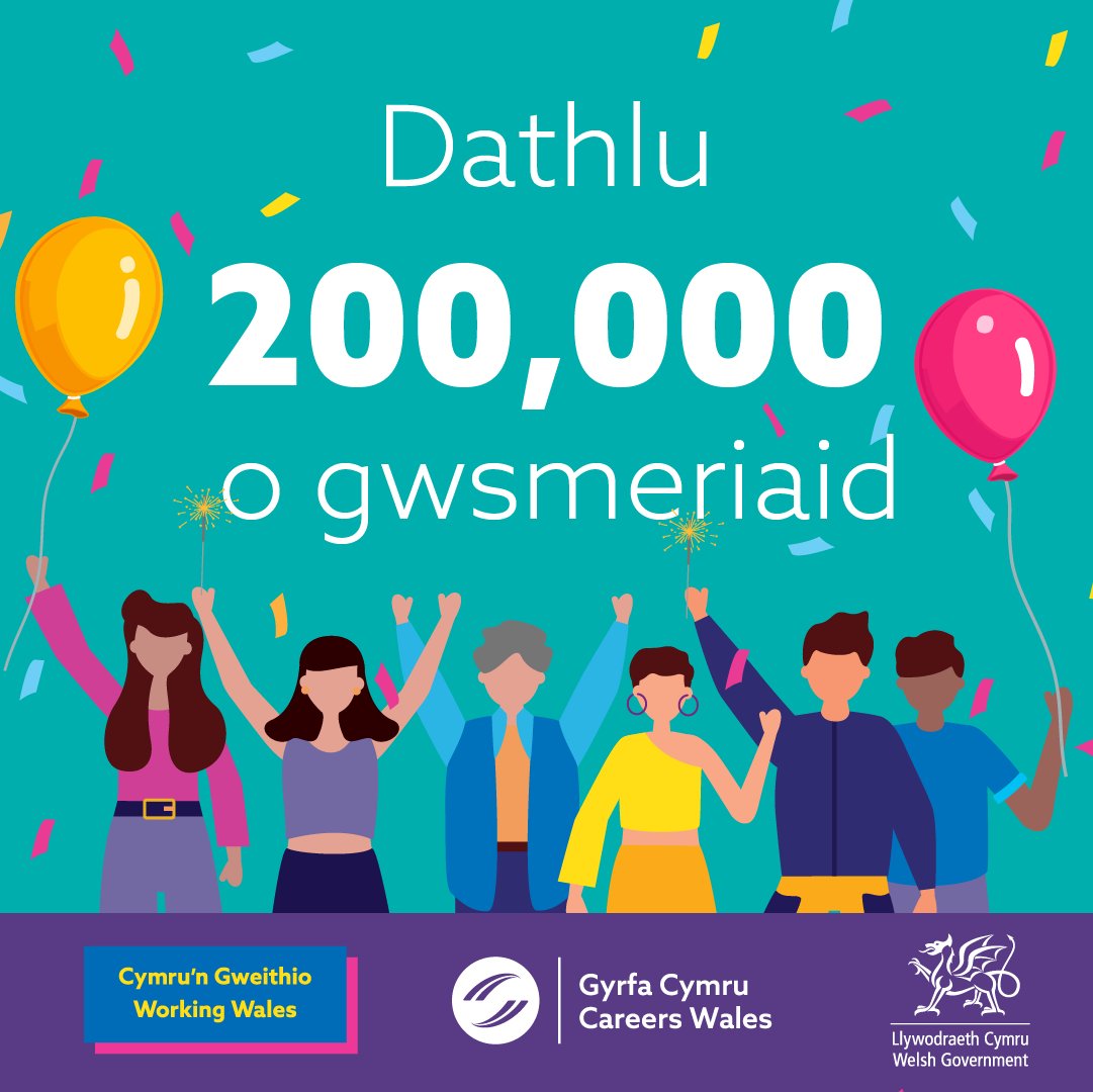 GyrfaCymru (@gyrfacymru) on Twitter photo Mae ein gwasanaeth <a href="/CymrunGweithio/">Cymru'n Gweithio</a> bellach wedi cefnogi dros 200,000 o gwsmeriaid ledled Cymru🤩
Mae hynny’n 200,000 o bobl sydd wedi cymryd cam ymlaen yn eu taith yrfa🎉
Os ydych chi'n barod i ddechrau eich taith eich hun, trefnwch apwyntiad heddiw👇
gyrfacymru.llyw.cymru/trefnu-apwynti… Mae ein gwasanaeth <a href="/CymrunGweithio/">Cymru'n Gweithio</a> bellach wedi cefnogi dros 200,000 o gwsmeriaid ledled Cymru🤩
Mae hynny’n 200,000 o bobl sydd wedi cymryd cam ymlaen yn eu taith yrfa🎉
Os ydych chi'n barod i ddechrau eich taith eich hun, trefnwch apwyntiad heddiw👇
gyrfacymru.llyw.cymru/trefnu-apwynti…