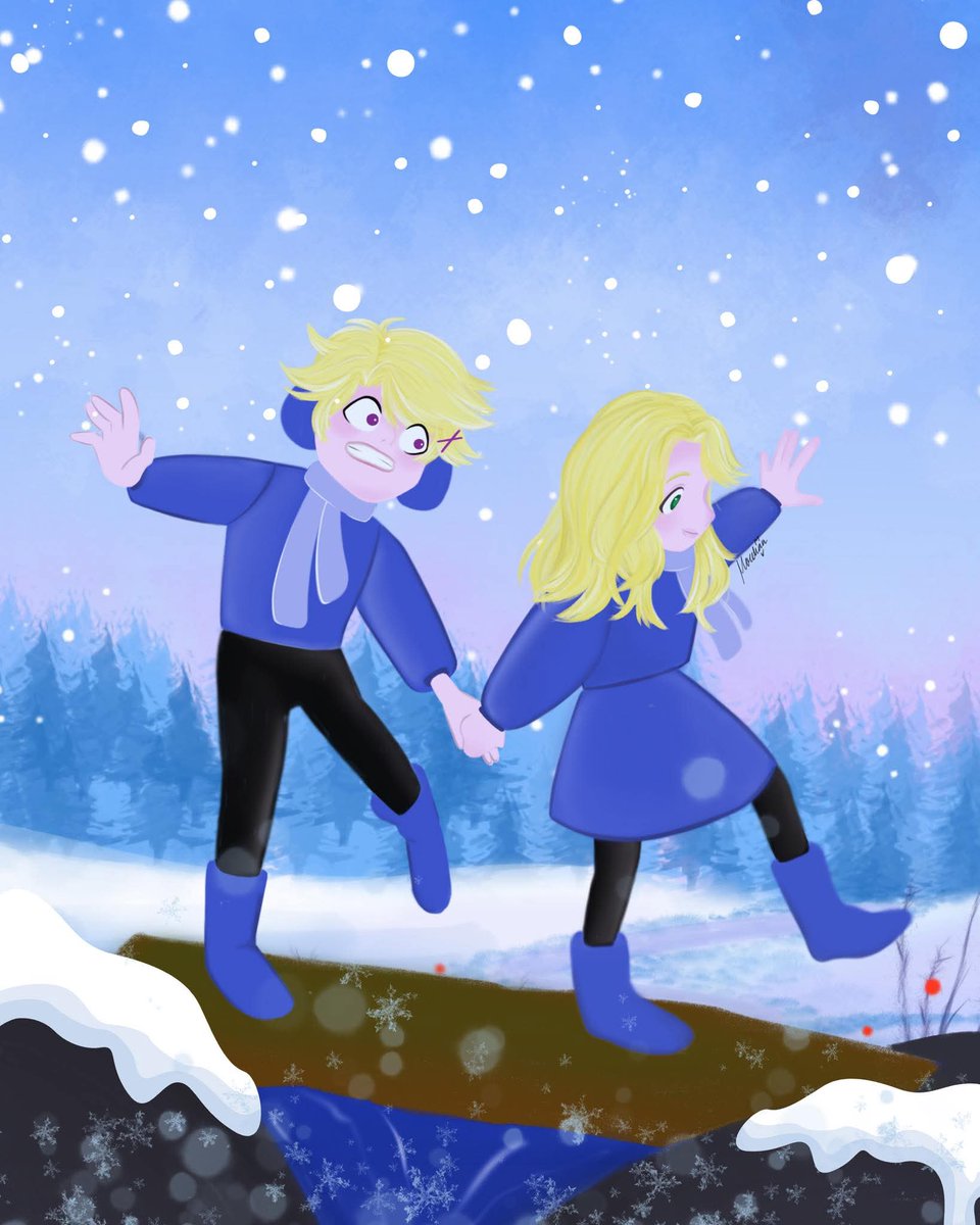 New Art Drop for #MysticMessenger featuring a young Rika and Yoosung hihi~