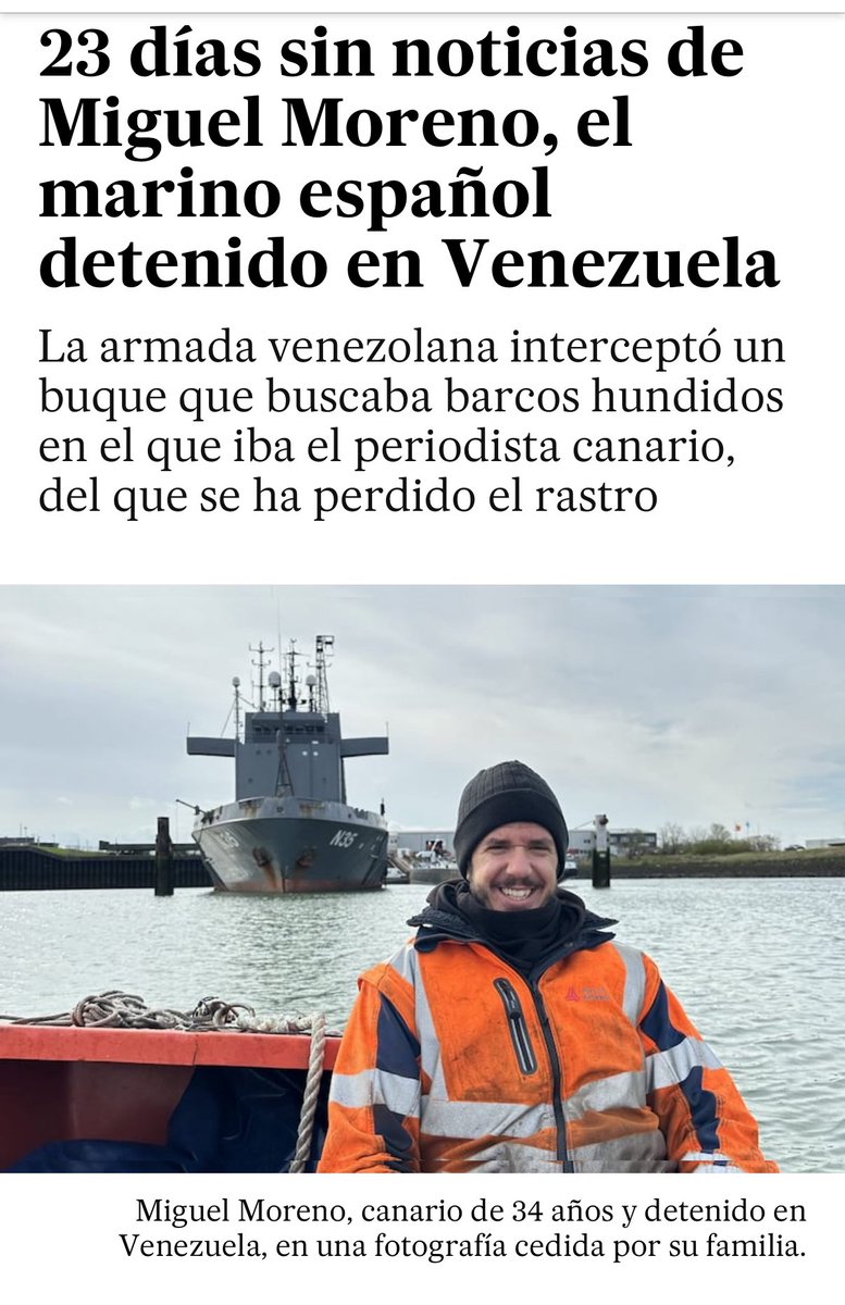 Es periodista, canario, se llama Miguel Moreno Dapena y fue detenido en Venezuela. Nada se sabe de su paradero.