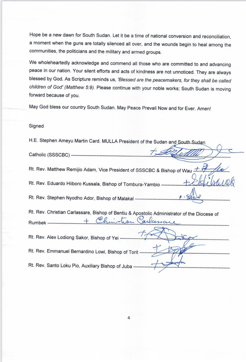 WaniMichael57's tweet image. Powerful message from the South Sudan Catholic Bishop Conference, the urgent call for DIALOGUE to resolve the current political and security issues facing the Country.
#SSOT
#SSOX
