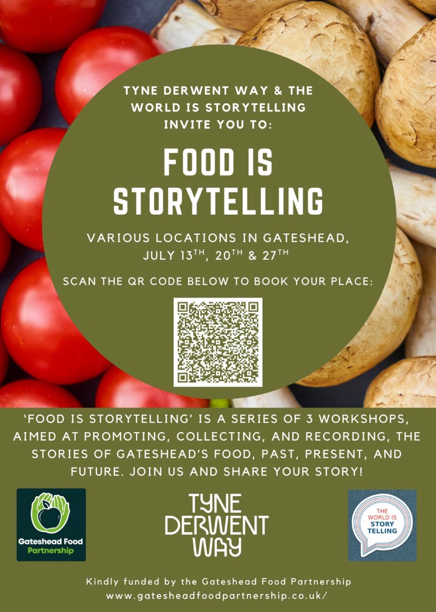 We will be talking at the second of three free workshops. Organised by The World is Storytelling podcast and Tyne Derwent Way the three events will promote and share the stories of Gateshead's food. Past, present, and future. We will be talking about our project Bensham Bites.