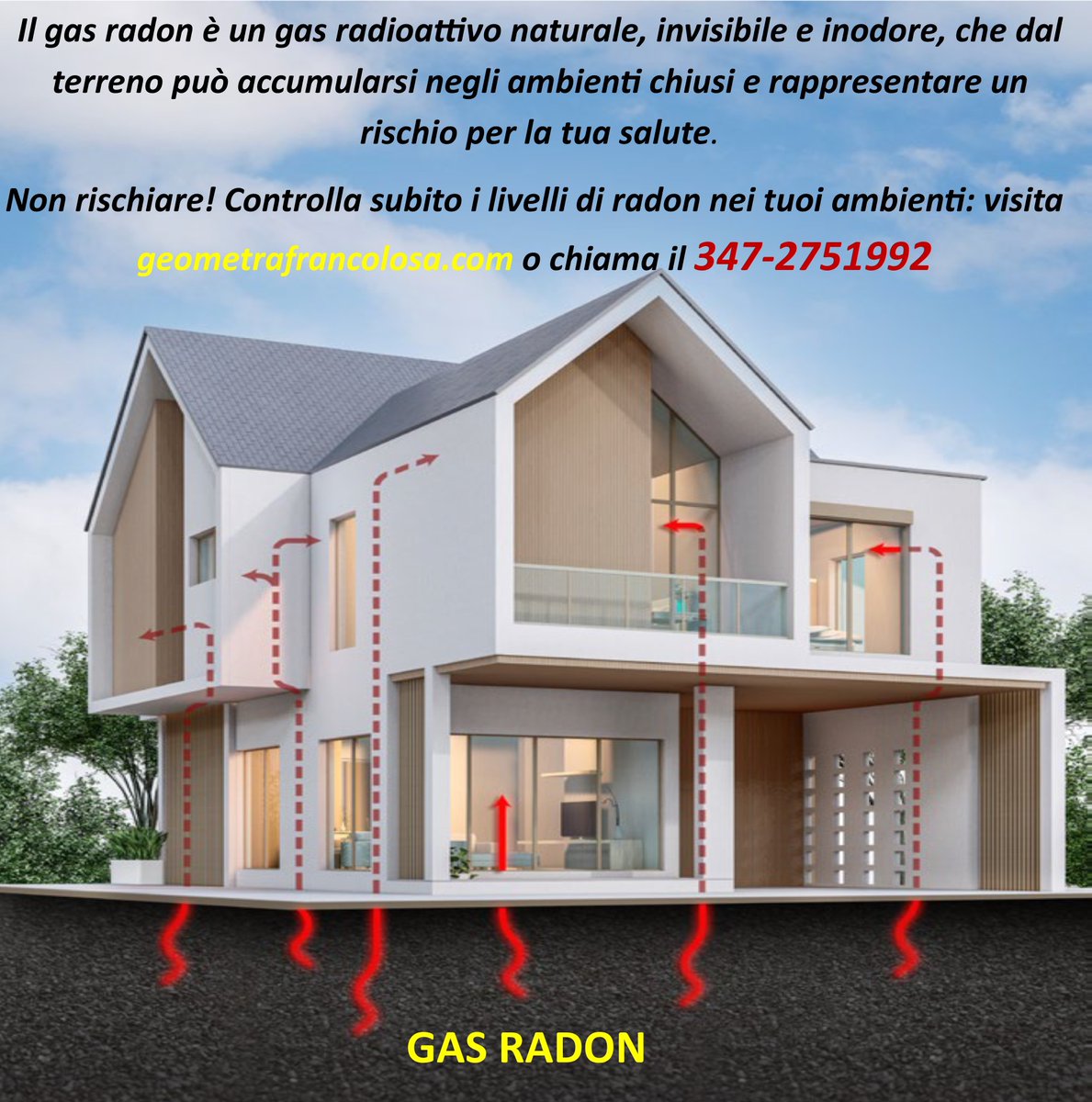 ReSiLiEnTe66's tweet photo. Il Gas Radon è invisibile, inodore e pericoloso. È presente in molte abitazioni italiane senza che i proprietari lo sappiano. Ora puoi fare il primo passo: una chiamata gratuita per scoprire se la tua casa è a rischio e come intervenire. CHIAMA ORA il 347-2751992 https://t.co/iGJ0uiLOnL