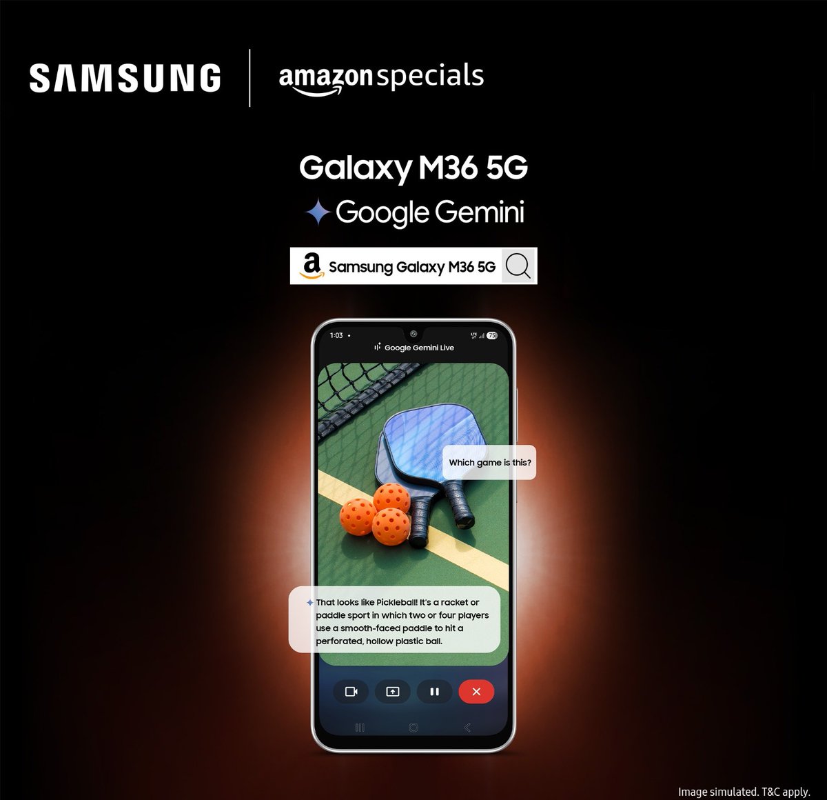Saru__45's tweet photo. Creative block? Gemini Live on the #SamsungGalaxyM36 5G kicks in with ideas, prompts &amp; endless inspiration. Perfect for creators.
Get it for just ₹16,499 during #AmazonPrimeDay!
#SamsungGalaxyM36 5G @SamsungIndia #MonsterAIcon @amazonIN #LoveForMonster #AmazonPrimeDay https://t.co/Q4pZhUsSha