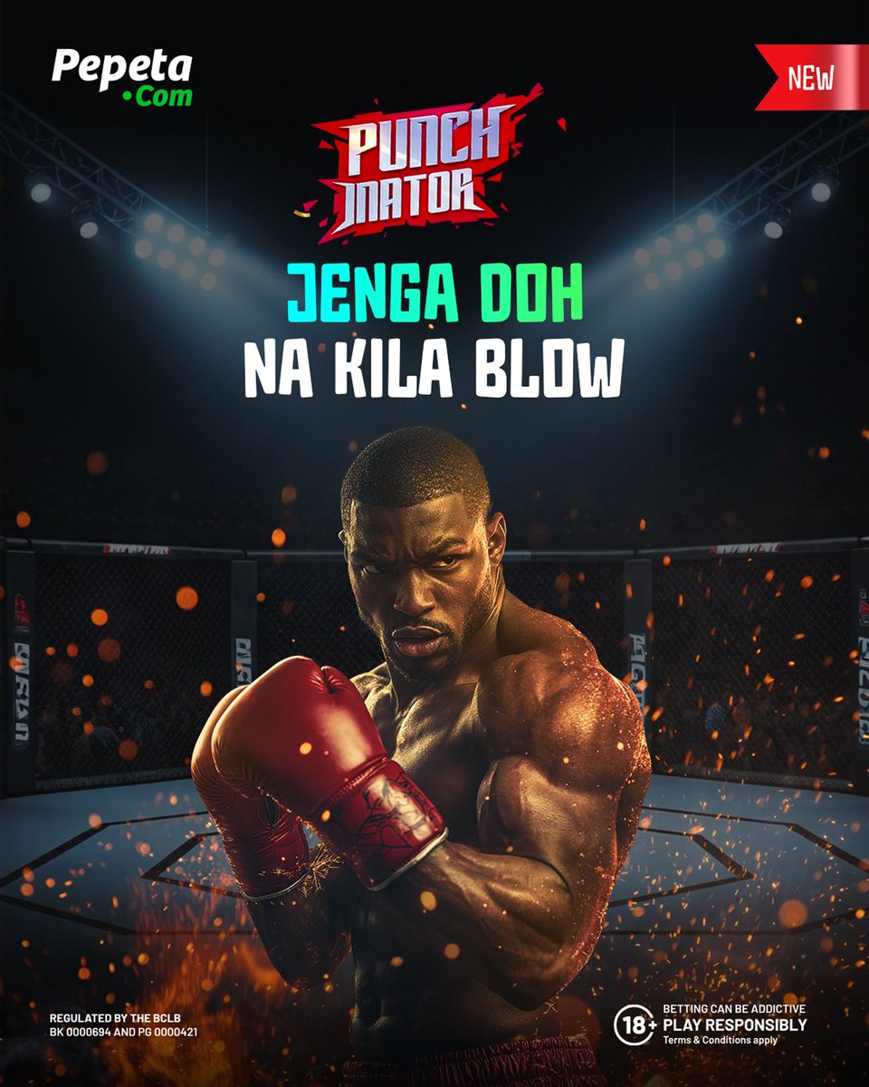 🔥 NEW EXCLUSIVE GAME IKO LIVE!! 🔥 

Cheza PUNCHINATOR 🥊
Ingia kwa ring and punch your way to glory!! 😃 

Ni rahisi kucheza, weka stake, punch the bag, and grab your win before it drops!

Uko ready? Punch into ushindi 👉pepeta.com/crash-games/pu…
#HakunaKungoja