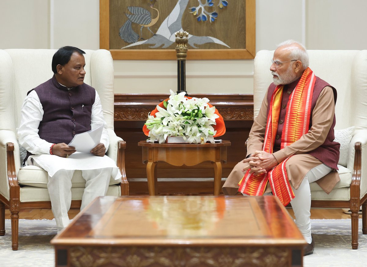 PMO India (@pmoindia) on Twitter photo CM of Odisha, Shri <a href="/MohanMOdisha/">Mohan Charan Majhi</a>, met Prime Minister <a href="/narendramodi/">Narendra Modi</a>.
<a href="/CMO_Odisha/">CMO Odisha</a> CM of Odisha, Shri <a href="/MohanMOdisha/">Mohan Charan Majhi</a>, met Prime Minister <a href="/narendramodi/">Narendra Modi</a>.
<a href="/CMO_Odisha/">CMO Odisha</a>