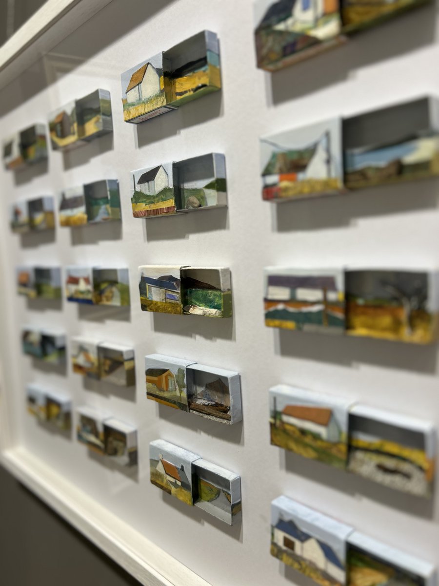 Summer Exhibition open today 11-4.

Scorchio out there but nice a cool in the gallery. 

20 meticulously crafted matchboxes inspired by the crofts encountered on her trip to Barra.

Jayne Stokes SSA
Barra, Light &amp; Land
Collage, found objects &amp; Scottish Souvenir matchboxes
70x52cm