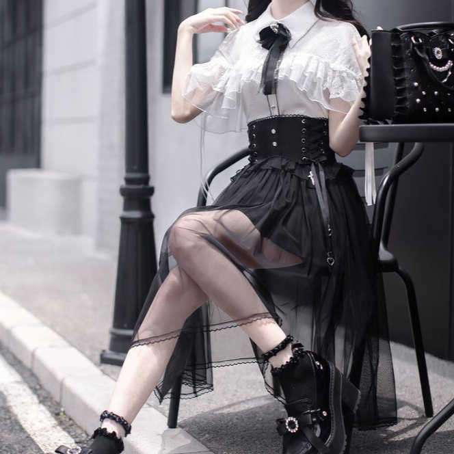 Belchic 猫耳レースゴシックフーディープラッシュファーマント