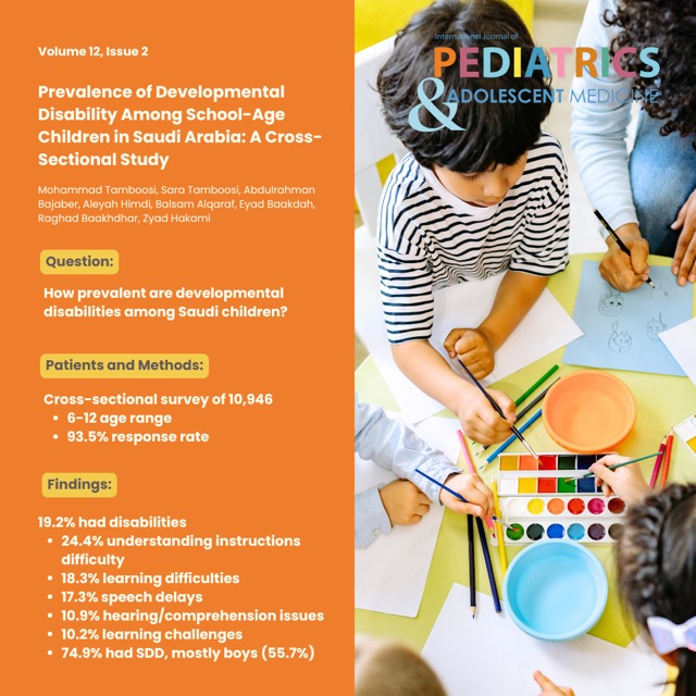 I'm pleased to announce the publication of our study, "Prevalence of developmental disability among school-age children in Saudi Arabia: A cross-sectional study."

You can find the full paper here: lnkd.in/ewnPUkjG