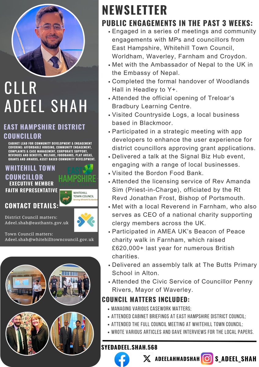 📷 My latest newsletter is out!
A quick snapshot of some of the work I’ve been doing as your District and Town Councillor—from local initiatives and community updates to decisions shaping our town and district’s future.
#LocalGovernment #StayInformed #councillorupdates