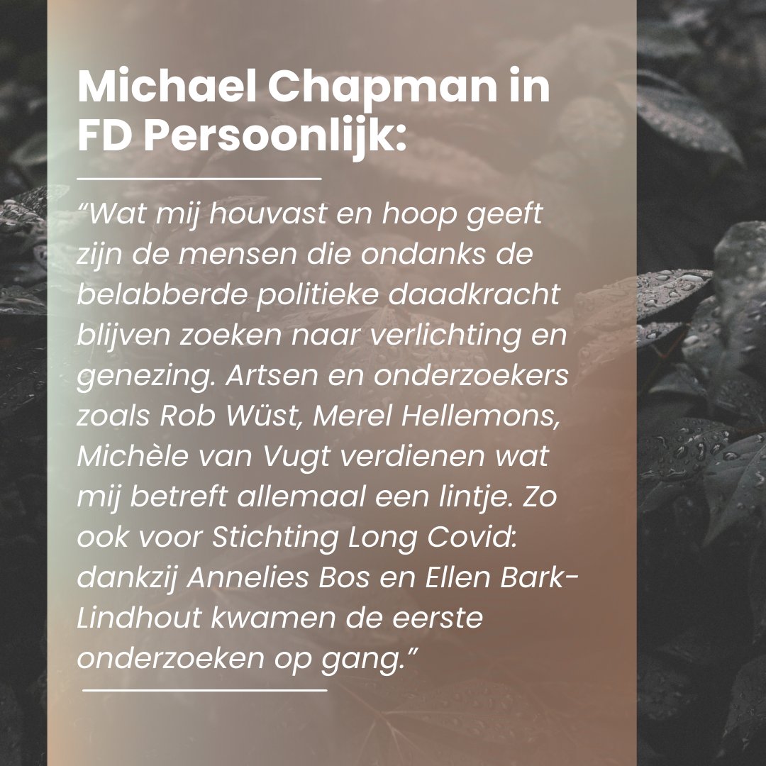 StLongCOVID's tweet image. ‘𝐌𝐢𝐣𝐧 𝐢𝐝𝐞𝐧𝐭𝐢𝐭𝐞𝐢𝐭 𝐢𝐬 𝐯𝐞𝐫𝐯𝐚𝐚𝐠𝐝’. In een indringend artikel van Eva Gabeler in Het FD vertellen Hester, Michael en Karin hoe Long COVID hun leven volledig heeft veranderd. 
&amp;gt; archive.is/xZFTo