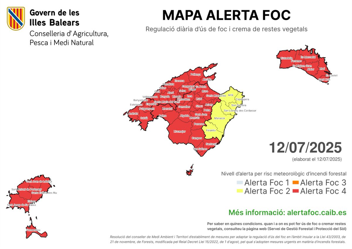 AgriculturaGOIB's tweet photo. 🔴 Actualització mapa #ALERTAFOC https://t.co/5GjDnk6hBW