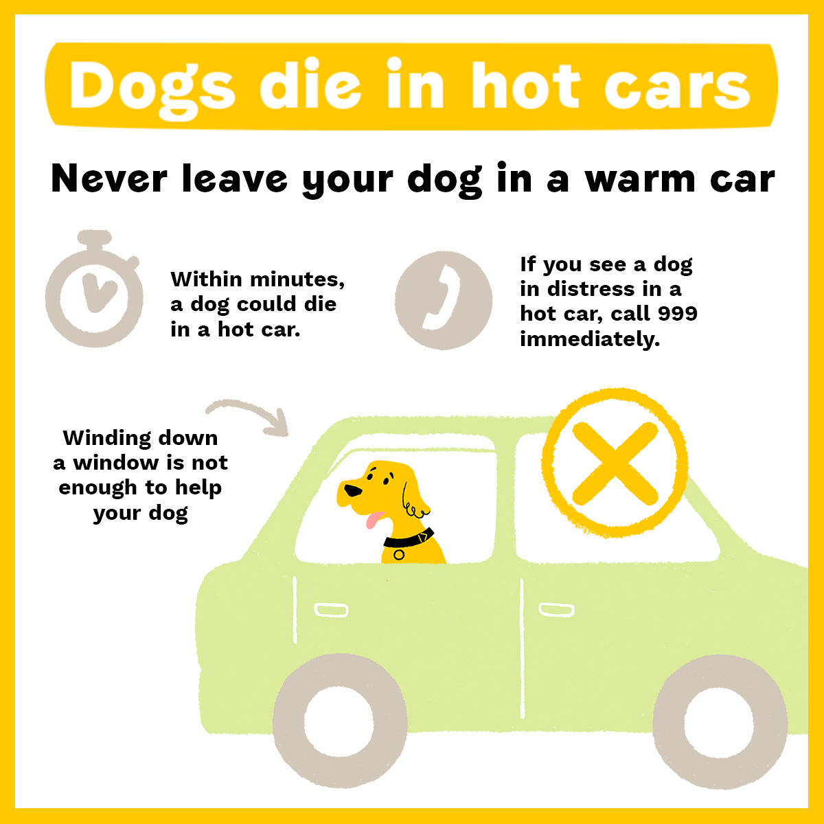 Don't scroll past this without sharing to your followers, it could save a dogs life 🐶 Please let this be your reminder to never leave your dog in a warm car ☀️🚗