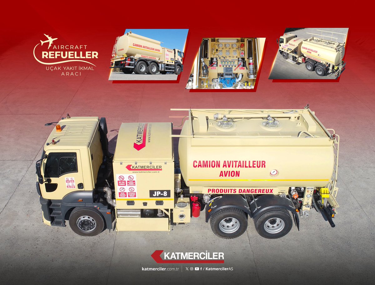 KatmercilerAS's tweet photo. Uçak Yakıt İkmal Aracı / Aircraft Refueller
 
#Katmerciler #AircraftRefuellerTransporter #aircraftrefueler #havalimanıaraçları #airportvehicles #airport #uçak #fuel #adrfueltanker #UçakYakıtHidrantDispenseri #HidrantDispenseri #airpower https://t.co/6S4ytaHoGa
