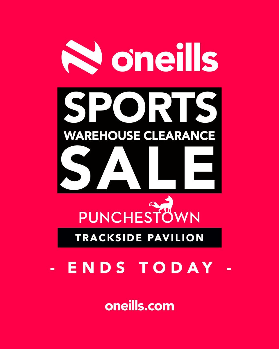 ONeills1918's tweet image. Be quick ⏳
It’s the last day of our Warehouse Clearance Sale at @punchestownrace
The show ends TODAY at 3pm 🛍️