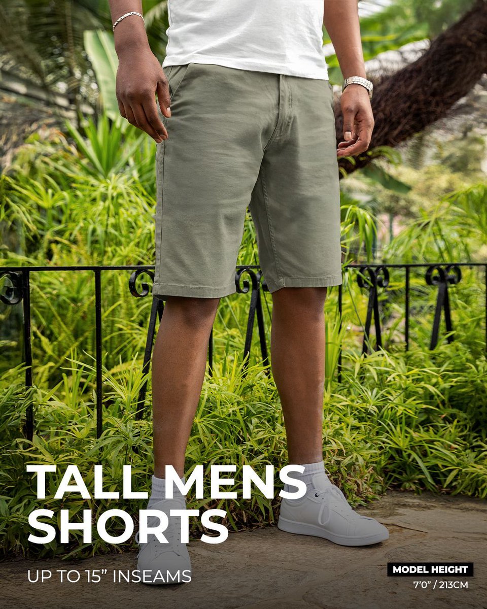 2tall's tweet image. Check out our range of shorts for tall men 🩳 

Keeping tall guys cool this Summer 🔥☀️ 

#shorts #heatwave #extralong