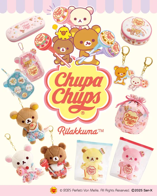 リラックマと「チュッパチャプス」のコラボアイテムができました🍭
ロリポップのようにカラフルでポップなアイテムがたくさん♪
ぜひチェックしてみてね!
#ChupaChups  #pvmlicensing
https://t.co/p9BatrwVEX 