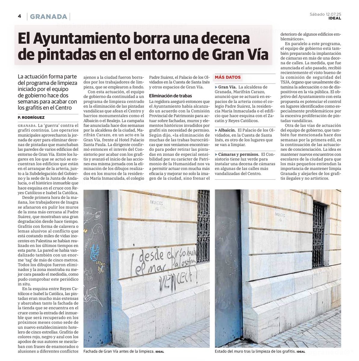 🔴 Ya se ha LIMPIADO, igual que otras muchas, pero tenemos que concienciarnos de que esto NO SE PUEDE HACER.

Esto es un ACTO VANDÁLICO que atenta contra nuestro patrimonio, ensucia nuestra ciudad y es SANCIONADO en Granada con la multa más alta que permite la ley.

Entre todos