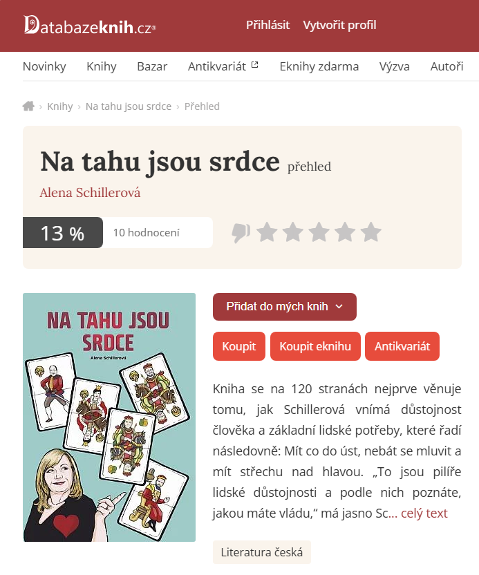 Recenze knihy Aleny Schillerové od spisovatele a lektora tvůrčího psaní Richarda Skolka: Padesát odstínů Aleny aneb Na tahu jsou srdce.

Doporučuji. Nebudete litovat. 😃

richardskolek.cz/2025/06/22/pad…