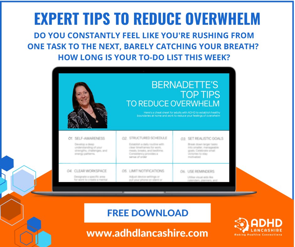 Are you an adult with ADHD?
Feeling overwhelmed by everything on your plate this week?

I've got a special gift for you!
Download these FREE resources packed with expert tips to help you through those overwhelming moments.

Grab it here - adhdlancashire.com/free-downloads
#ADHDLancashire
