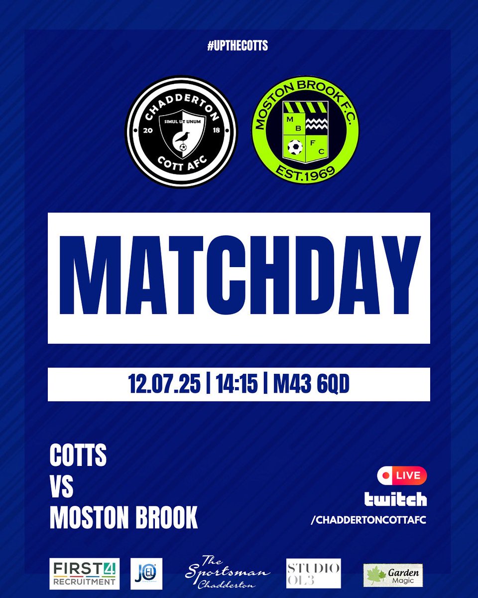 Ⅽhadderton Cott AFC (@chaddycottafc) on Twitter photo 𝙄𝙏’𝙎 𝙈𝘼𝙏𝘾𝙃 𝘿𝘼𝙔:
We take on <a href="/mostonbrook/">MOSTON BROOK 1st team</a> firsts in our second preseason game today. This will be a very good test against a familiar opposition.
All support is welcome.
#UpTheCotts 🔵⚫️ 𝙄𝙏’𝙎 𝙈𝘼𝙏𝘾𝙃 𝘿𝘼𝙔:
We take on <a href="/mostonbrook/">MOSTON BROOK 1st team</a> firsts in our second preseason game today. This will be a very good test against a familiar opposition.
All support is welcome.
#UpTheCotts 🔵⚫️