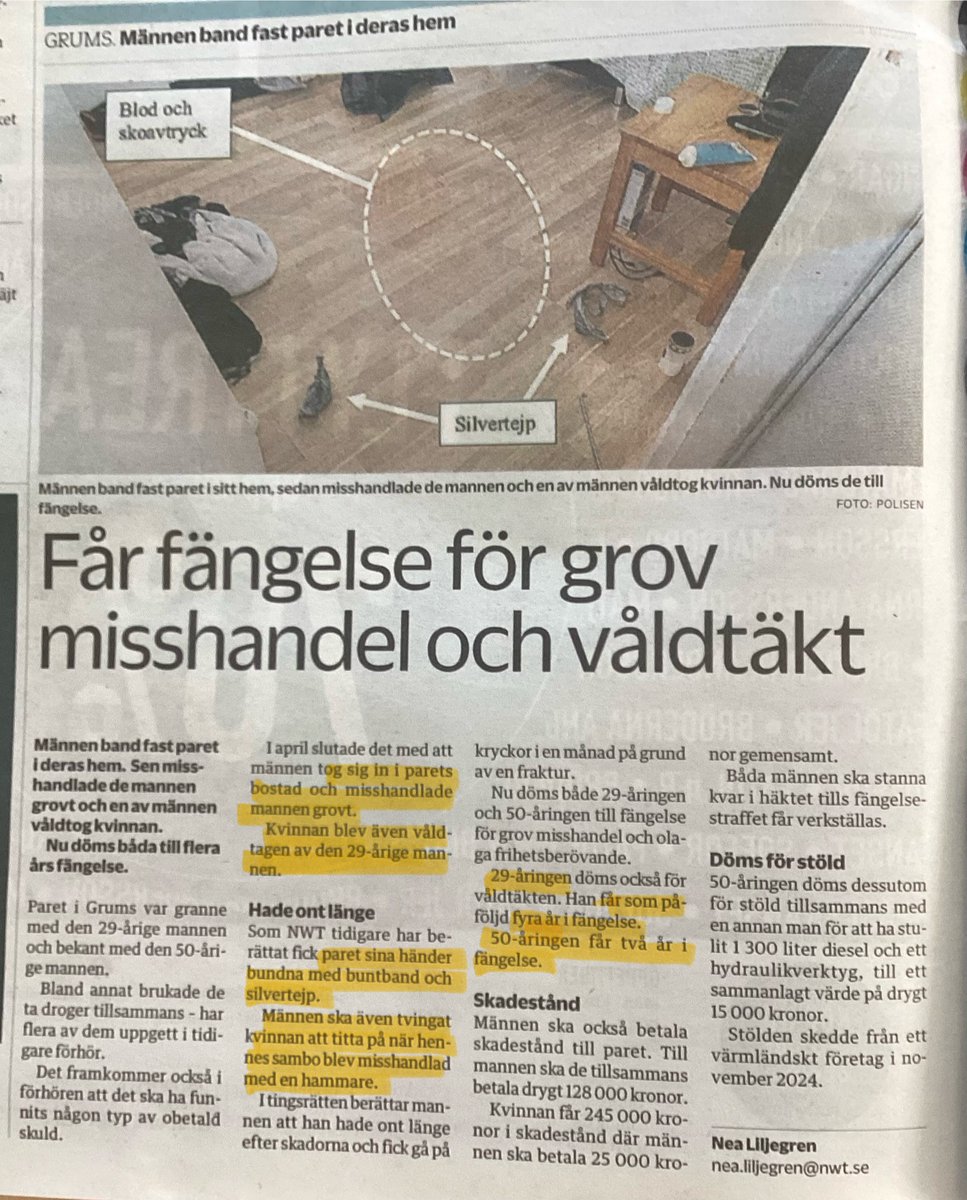Inbrott, kidnappning, tortyr, grov misshandel, våldtäkt. Två års fängelse för den ene, fyra för den andre.