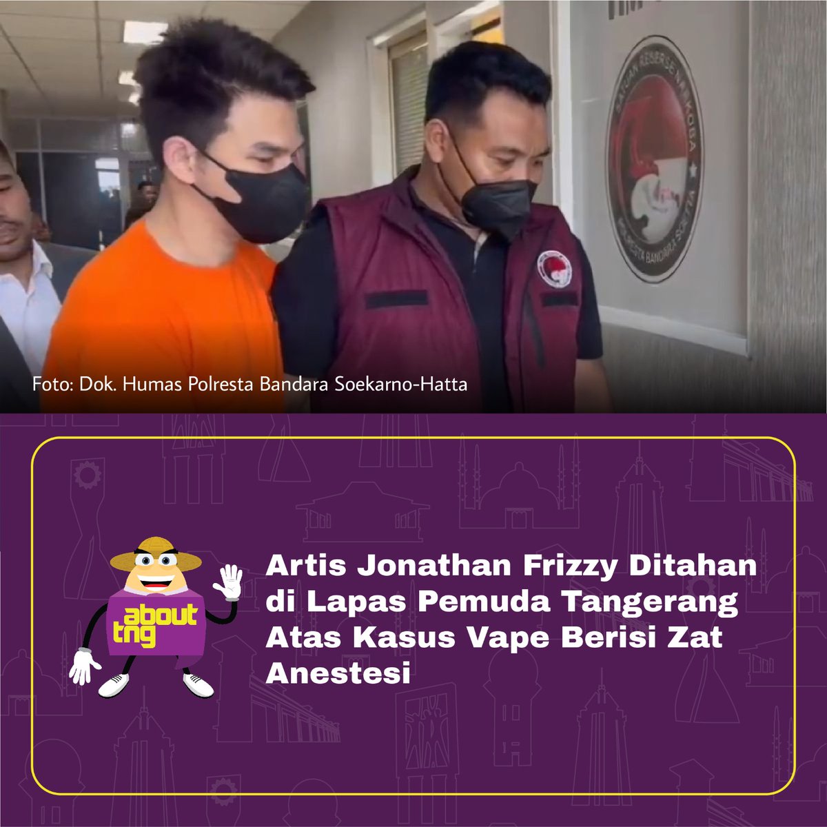 Sosok artis Jonathan Frizzy bersama tiga orang lainnya diamankan Polresta Bandara Soekarno-Hatta atas kasus vape yang berisi zat anestesi.

Kepala Seksi Intelijen Kejari Kota Tangerang, Anak Agung Made Suarja Teja Buana mengatakan, keempatnya diamankan pada 5 Mei 2025 lalu di