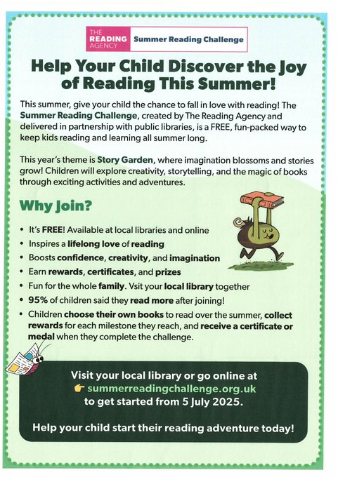 Mae ein Her Ddarllen Haf ar y gweill!
Pam ymuno? Cymerwch olwg ar y wybodaeth isod:

🦋🌷🐞🍄📚🌱🌸🪱🐝🪻🌻🐾🦔🐦‍⬛

Our Summer Reading Challenge is underway!
Why join? Take a look at the information below: