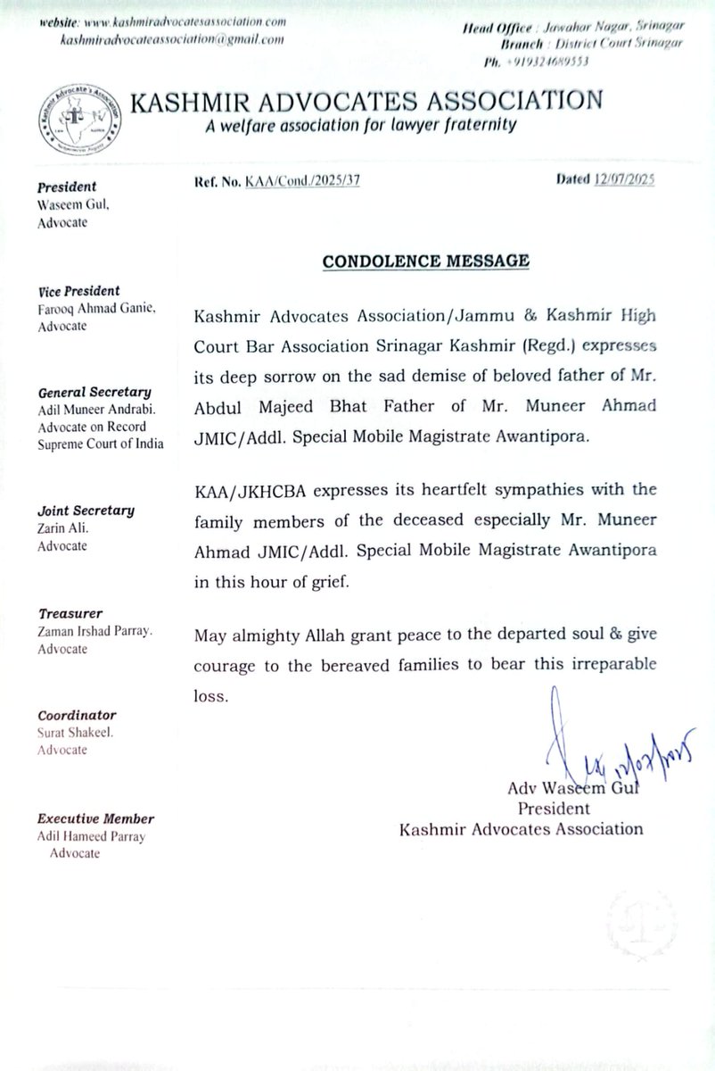 J&K High Court Bar Association Srinagar tweet media