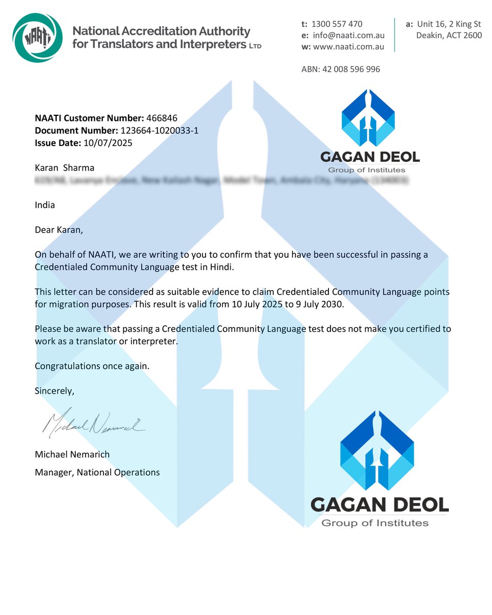 deoldon's tweet photo. Karan Sharma is an IT professional, with an excellent profile. In consideration of his profile, he has applied for the Australian PR and has already fulfilled his PTE-Academic requirement. He has now passed CCL-NAATI too to secure extra 5 point and to boost his application. https://t.co/58kUG4fPGr
