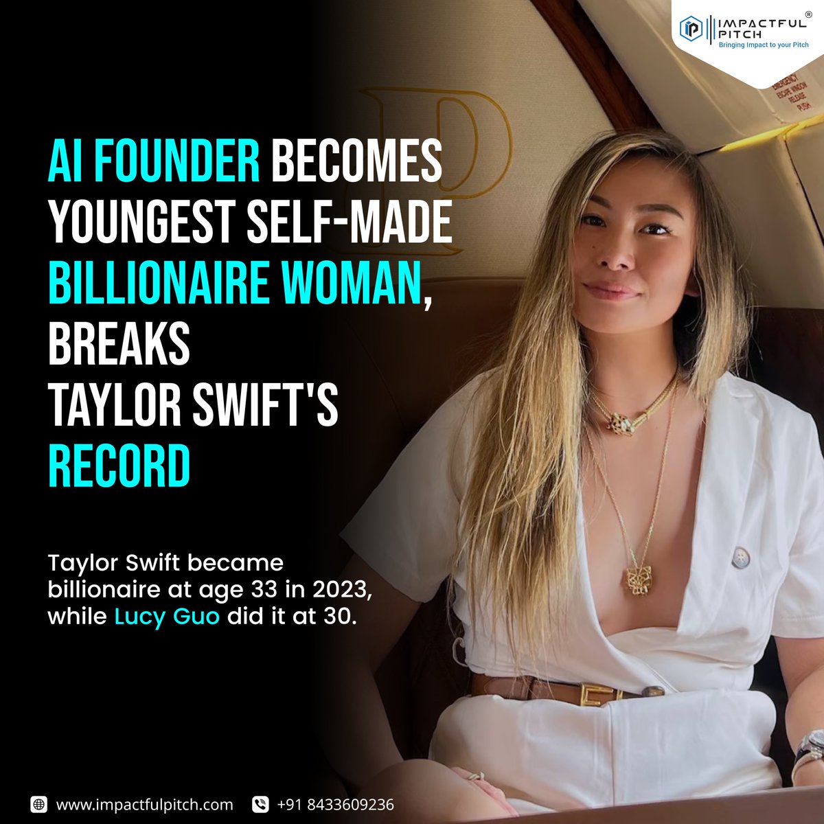 Lucy Guo just made history — youngest self-made female billionaire at 30.  From Scale AI to Passes to VC — she bet on herself and won. At  @impactfulpitch, we help founders do