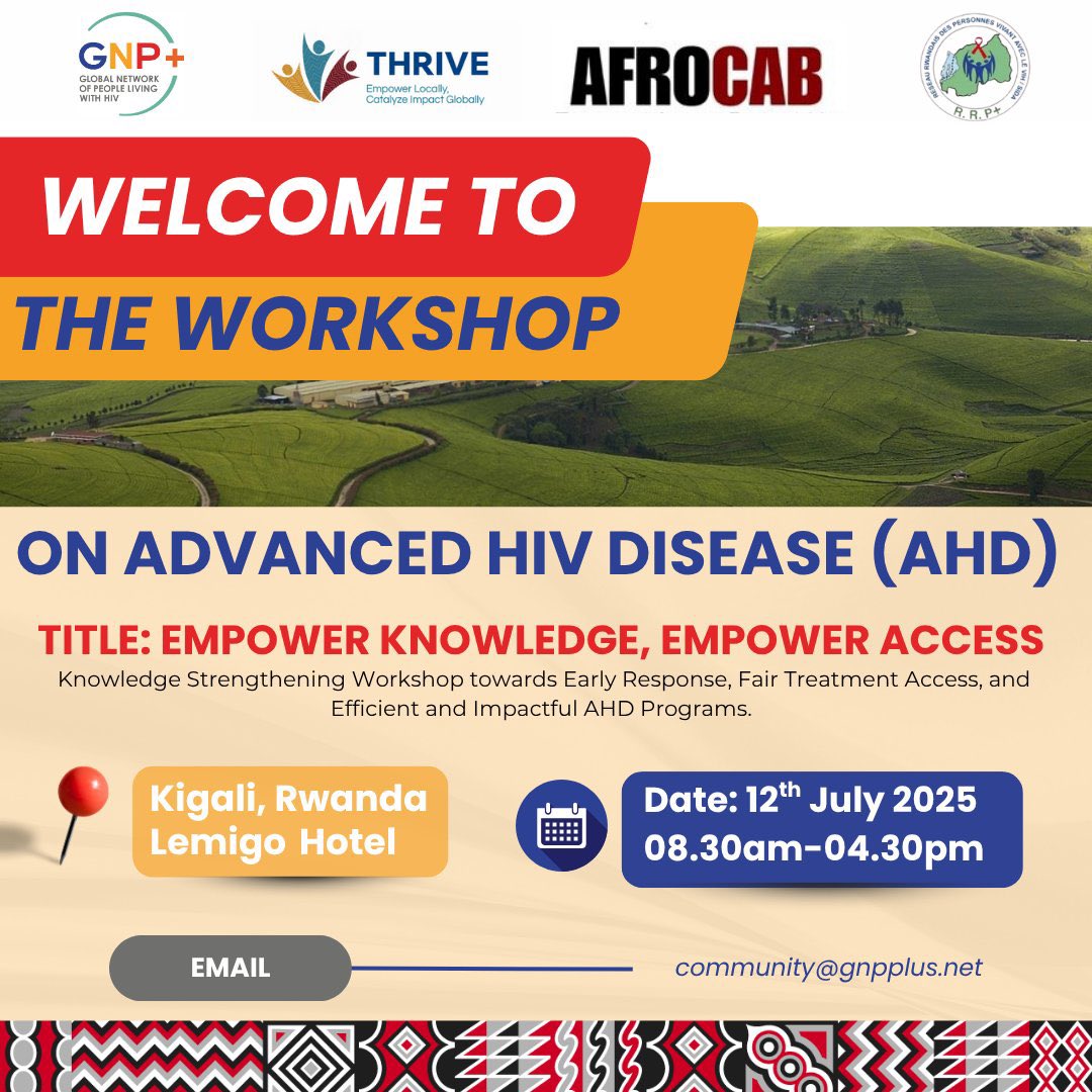 Nawanyagaglori1's tweet image. I am attending the Advanced HIV Disease (AHD) Knowledge Strengthening Workshop at the IAS 2025 Pre-Conference on AHD, organized by @gnpplus , @afrocab_hiv , Rwanda Network of People Living with HIV, @ThriveSSorg & partners.
Together, we’re advancing early response, equitable…