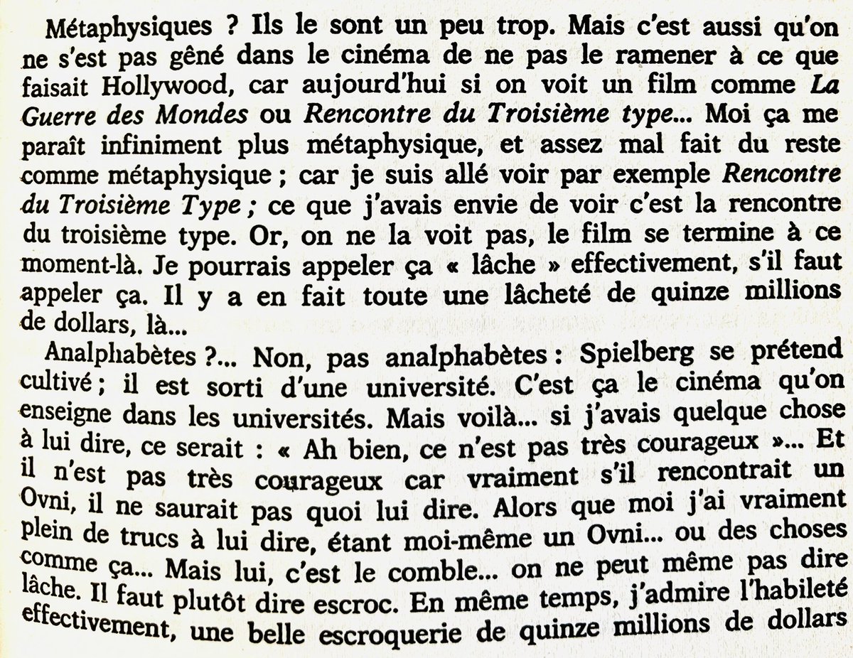 Steven Spielberg vu par Jean-Luc Godard : « Il faut plutôt dire escroc »