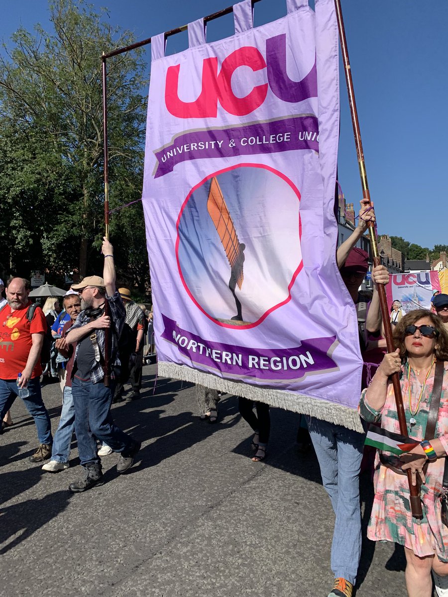 UCUNorthern's tweet image. Hot day at the #DurhamMinersGala and @ucu National President @chondrogianni is carrying our banner