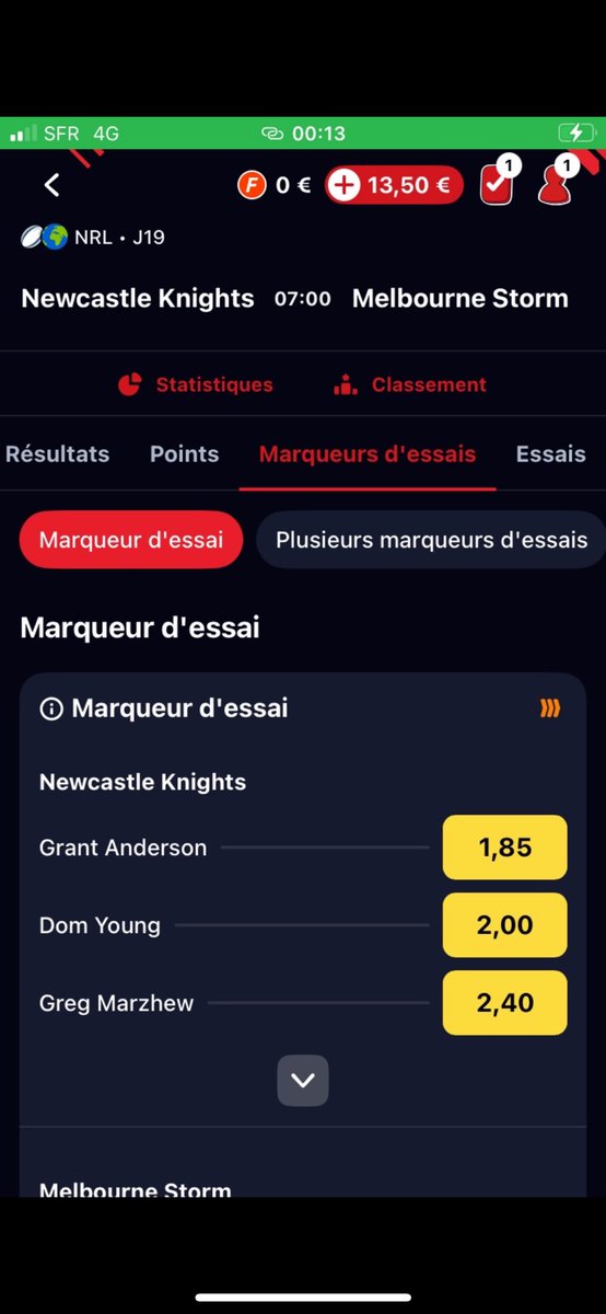 paul_dh75's tweet photo. @Betclic Bonjour, je vous contacte suite à une erreur de votre part, Anderson est un joueur jouant au Storm et pourtant il est indiqué jouant au Knights.
Serait il possible de faire quelque chose cela a totalement induit en erreur les parieurs 
@JournalDuBet #TeamParieur https://t.co/Dh6bjy8bqn