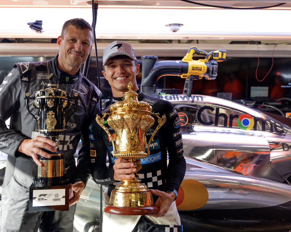 Winning The British GP with <a href="/LandoNorris/">Lando Norris</a> <a href="/SilverstoneUK/">Silverstone</a> was a special race to be part of. 
We made <a href="/F1/">Formula 1</a> History. I got to follow in my father’s footsteps 60 years all most to the day he won with Jim Clark and <a href="/lotuscars/">Lotus Cars</a> 1965 I am so proud to do the same with <a href="/McLarenF1/">McLaren Mastercard Formula 1 Team</a> 2025