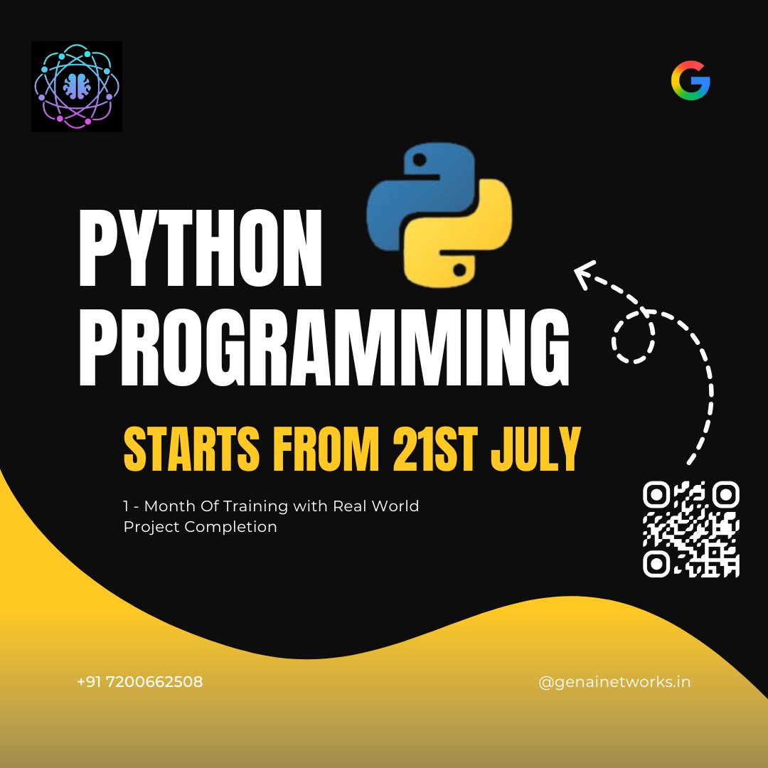 neural_genai's tweet image. 🥳Kickstart your coding journey and elevate your career to new heights!

Join our *1-Month Python Programming Training starting July 21st* and dive into the most in-demand language for automation, data science, AI, web development, and more!
🎊Enroll Now: forms.gle/gPc2eCoUD2nfrU…