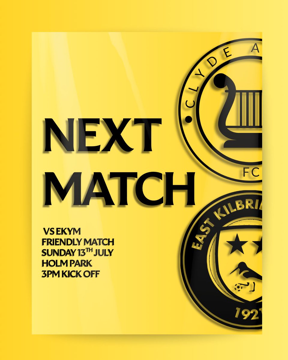 𝗡𝗲𝘅𝘁 𝗠𝗮𝘁𝗰𝗵 | 𝗦𝘂𝗻𝗱𝗮𝘆 𝗔𝗺𝘀

Up next is a home game against EKYM, more minutes in the legs and hopefully see a performance. 

📅 Sunday 13th July
🏆 Friendly Match
🆚 EKYM
📍 Holm Park
⏰ 3pm kickoff

🟡⚫️⚪️