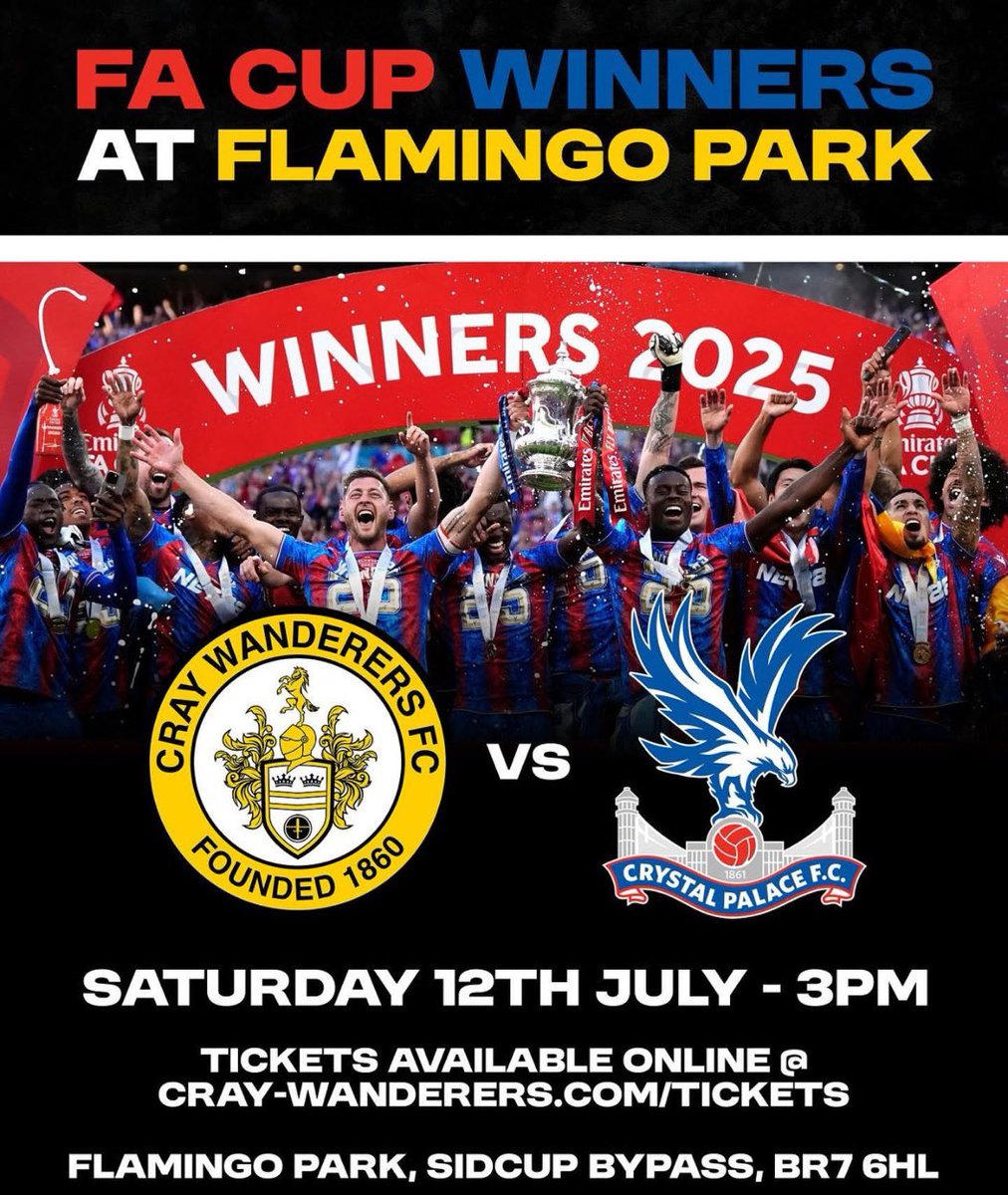Gary Hillman (@cwfcchairman) on Twitter photo MATCHDAY !! and a great to have <a href="/CPFC/">Crystal Palace F.C.</a> X1 coming to Flamingo Park
See everyone later MATCHDAY !! and a great to have <a href="/CPFC/">Crystal Palace F.C.</a> X1 coming to Flamingo Park
See everyone later