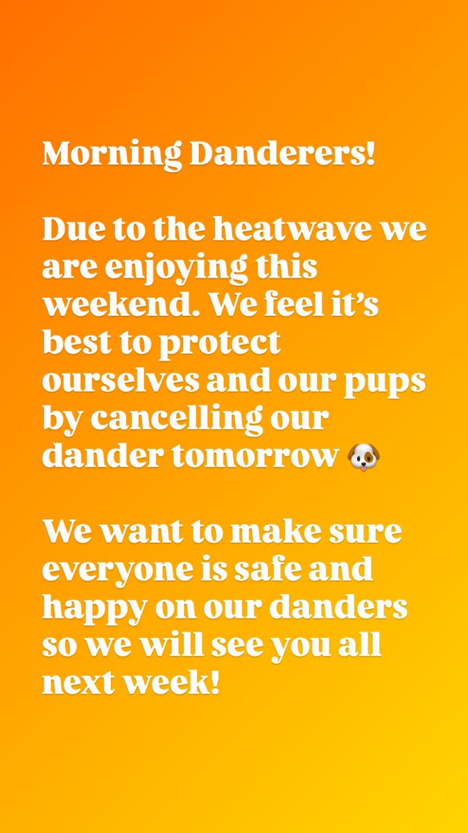 Jim Deeds (@gymforthesoul) on Twitter photo We will not have our Doggy Dander on Sunday 13th July. The heat will be tto much for the doggos. See you all next weekend! Please retweet if you can.
<a href="/MartinJMagill/">Martin J Magill</a> <a href="/PaulMaskeyMP/">Paul Maskey</a> <a href="/mandy_mcauley/">Mandy McAuley</a> <a href="/WeatherCee/">Cecilia Daly</a> <a href="/epl1970/">Peter Lockhart</a> <a href="/McGuiganAmanda/">Amanda McGuigan</a> We will not have our Doggy Dander on Sunday 13th July. The heat will be tto much for the doggos. See you all next weekend! Please retweet if you can.
<a href="/MartinJMagill/">Martin J Magill</a> <a href="/PaulMaskeyMP/">Paul Maskey</a> <a href="/mandy_mcauley/">Mandy McAuley</a> <a href="/WeatherCee/">Cecilia Daly</a> <a href="/epl1970/">Peter Lockhart</a> <a href="/McGuiganAmanda/">Amanda McGuigan</a>