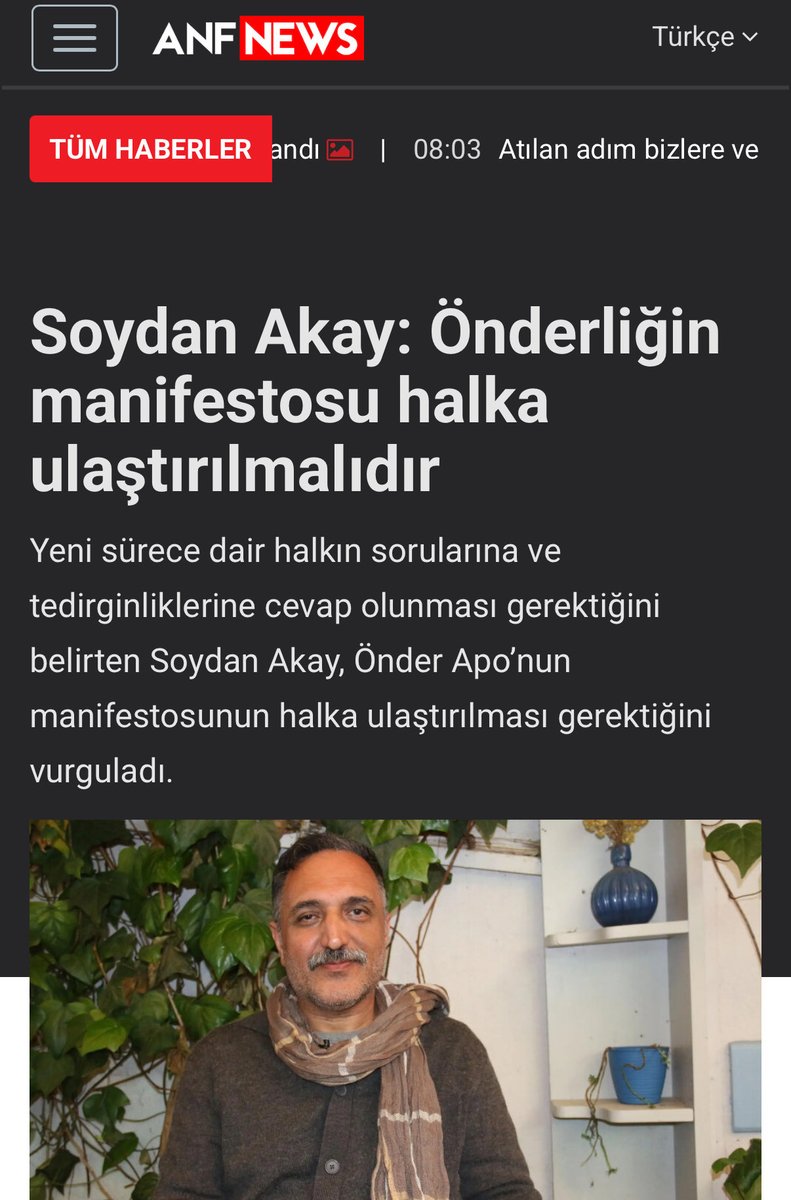 SoydanAkay1's tweet image. Yazının devamı firatnews.com/guncel/soydan-… ANF | Soydan Akay: Önderliğin manifestosu halka ulaştırılmalıdır