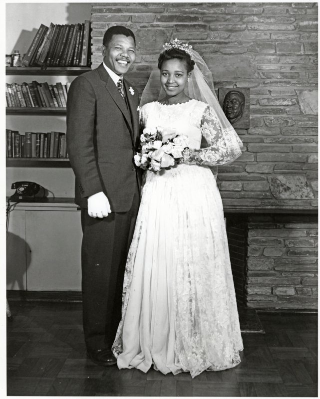 Nelson and Winnie Mandela on their wedding day, June 1958.