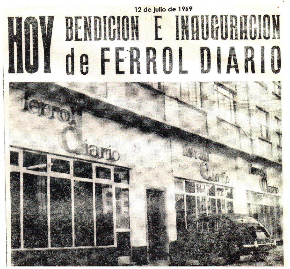 esmudiense's tweet photo. Tal día como hoxe, 12 de xullo de 1969, hai 56 anos, nacía "Ferrol Diario" coa edición dun número extraordinario e unha portada do ilustre e lembrado pintor Ricardo Segura Torrella. "Ferrol Diario", que pechou no 1981, deixou pegada en todos os que por alí pasamos. https://t.co/vZZErS6Npo