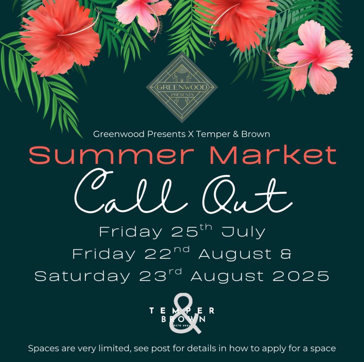 Greenwood Presents (@greenwdpresents) on Twitter photo We are super excited about our forthcoming market dates <a href="/temperandbrown/">Temper & Brown</a> interested in being a vendor? Then drop us a line deborette.greenwoodpresents@gmail.com #greenwoodpresents #market We are super excited about our forthcoming market dates <a href="/temperandbrown/">Temper & Brown</a> interested in being a vendor? Then drop us a line deborette.greenwoodpresents@gmail.com #greenwoodpresents #market