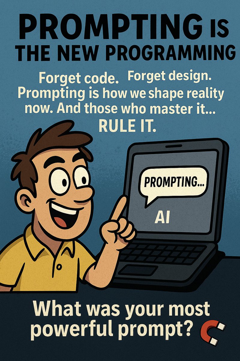 DeepArchivist's tweet image. Prompting Is The New Programming 

“Forget code. Forget design.
Prompting is how we shape reality now.
And those who master it… rule it.”

📎 Prompt Engineering Basics

✨#PromptEngineering #FutureSkills #AIUX

🧠What was your most powerful prompt result ever? Drop it in the…