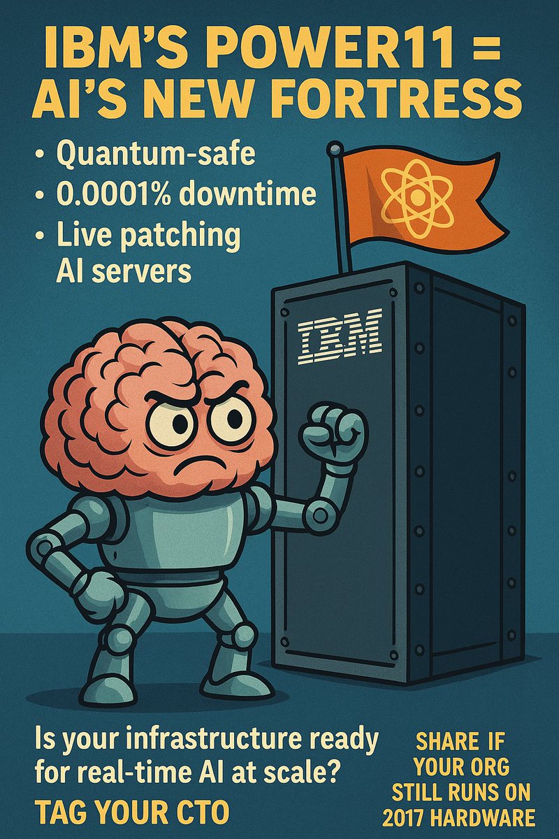 DeepArchivist's tweet image. IBMs Power11 = AI’s New Fortress
“Quantum-safe. 0.0001% downtime.
Live patching AI servers.

@IBM just launched the Power11 series—and it’s changing the enterprise AI game.”

📎 Power11 Specs ✨ #EnterpriseAI #QuantumComputing #ZeroDowntime

💬Is your infrastructure ready for…