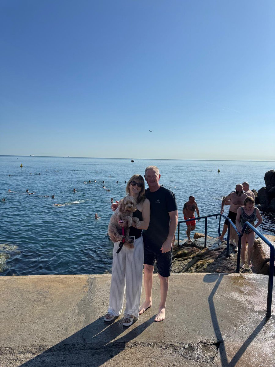USAmbIreland's tweet image. Beautiful morning at the Forty Foot in Sandycove. Think I can get used to this typical Irish weather! ☘️